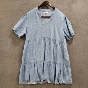 Maurices Women Tiered‎ Swing Dress Size XXL Blue Lyocell Short Sleeve
